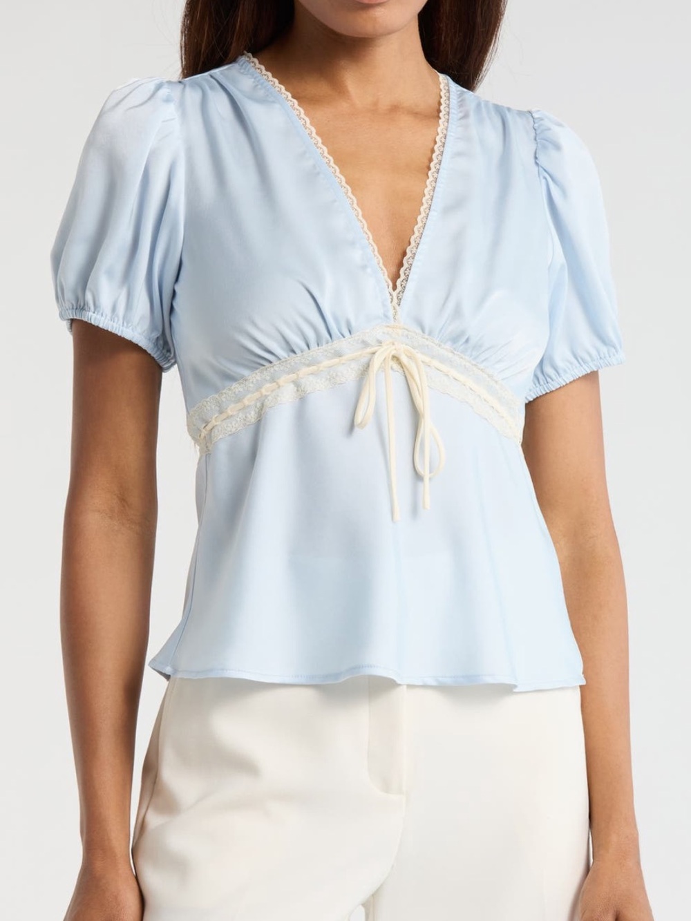 NWT WAYF Puff Sleeve Peplum Top
